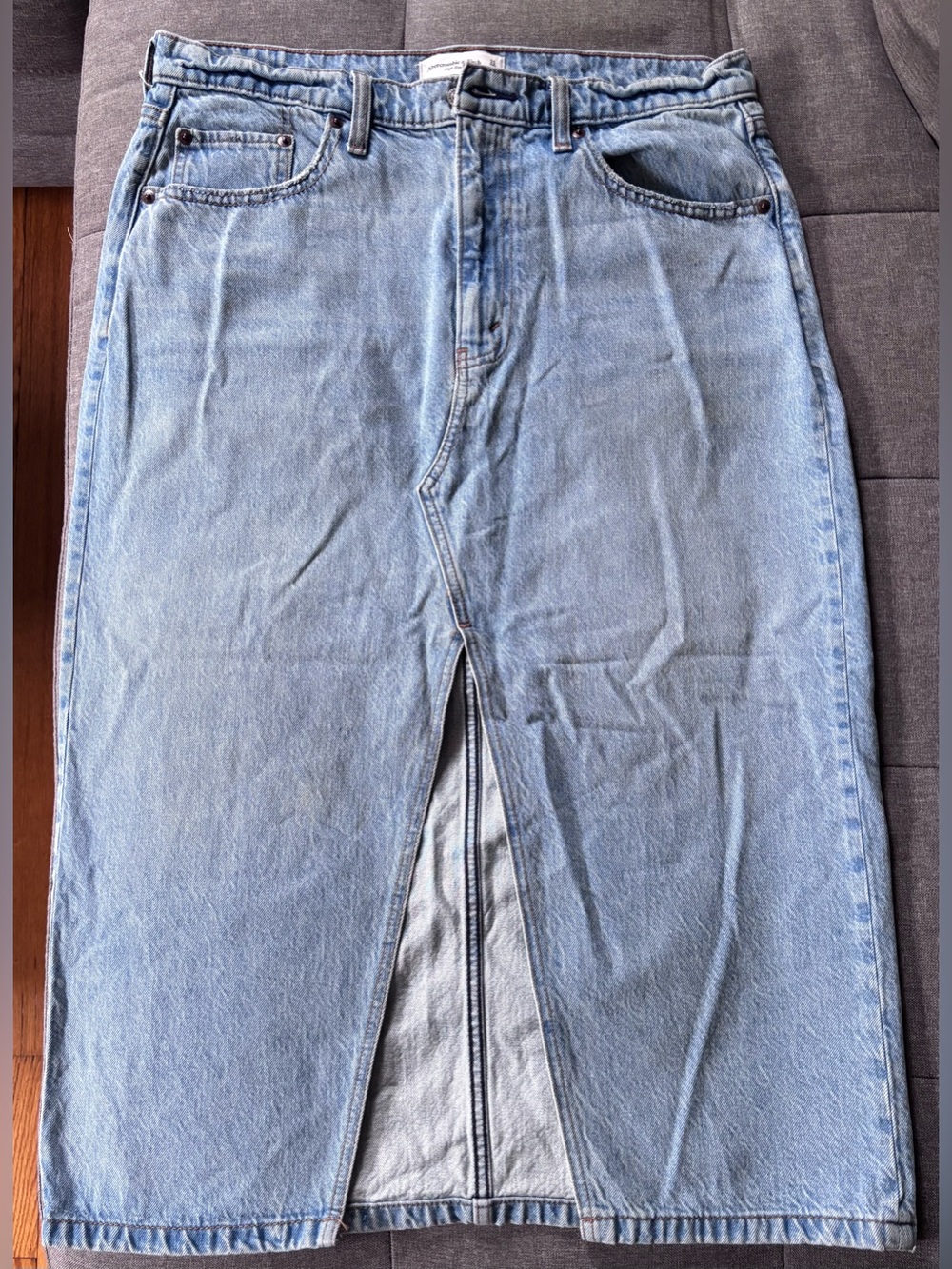 Abercrombie & Fitch Light Blue Denim Midi Skirt